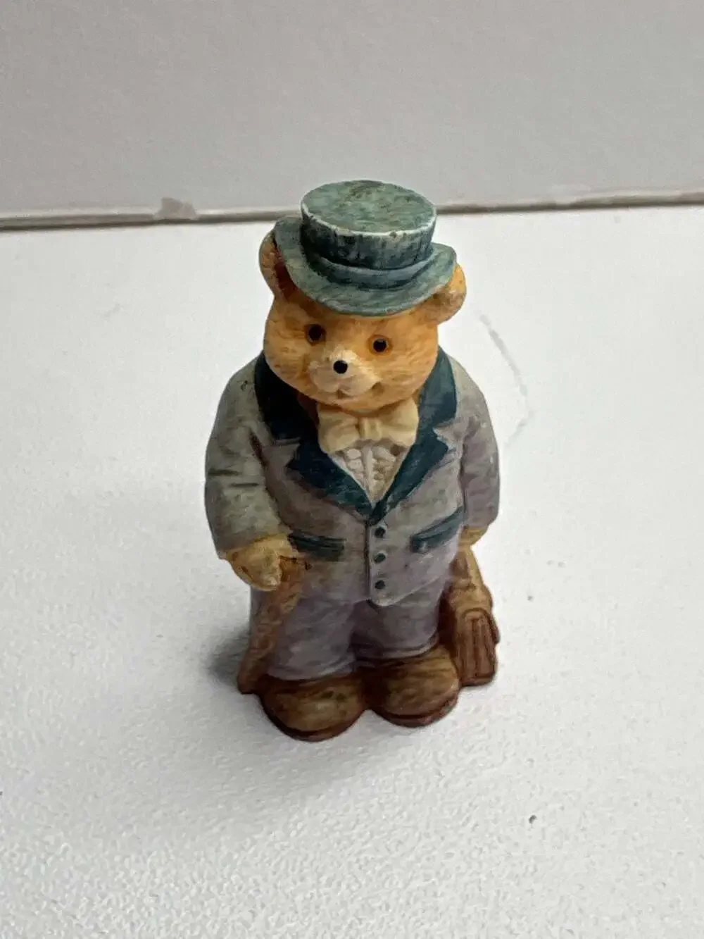 Jaimy Vintage Dapper Bear Figurine with Top Hat and Cane